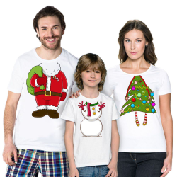 Семейные новогодние футболки Дед мороз, елка, снеговик